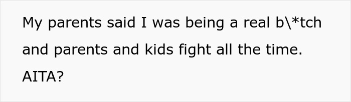Text post about a teenager struggling with toxic parents and fights under the same roof, asking "AITA?" question.