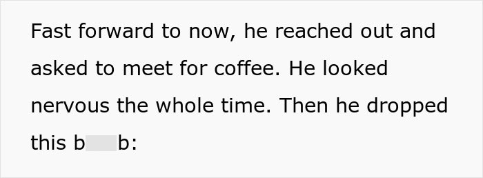 Text excerpt about a woman meeting her ex who nervously asks to co-parent his secret child. Text excerpt about a woman meeting her ex who nervously asks to co-parent his secret child.