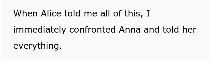 Text on screen showing a message about confronting Anna, related to best friend sabotage in a relationship.