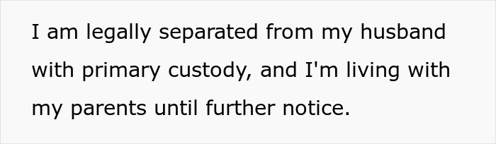 Text on white background stating legal separation and custody, relating to lady accused of cheating due to daughter's dark skin. Text on white background stating legal separation and custody, relating to lady accused of cheating due to daughter's dark skin.