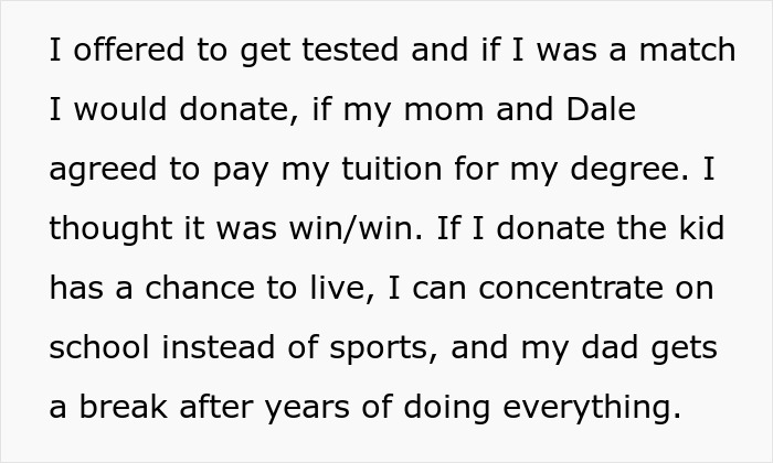 Text excerpt reflecting parents-kid-care-parenting discussing donation decision and family support for education and health. Text excerpt reflecting parents-kid-care-parenting discussing donation decision and family support for education and health.