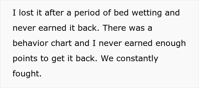 Text on a white background about losing something after bed wetting and behavior chart struggles, reflecting stepfather conflict. Text on a white background about losing something after bed wetting and behavior chart struggles, reflecting stepfather conflict.