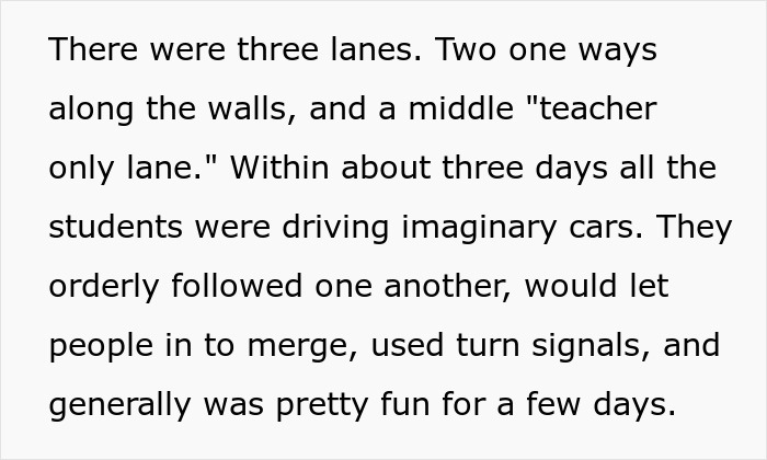 Students walking in school hallways following imaginary lanes, practicing turn signals and orderly merging. Students walking in school hallways following imaginary lanes, practicing turn signals and orderly merging.