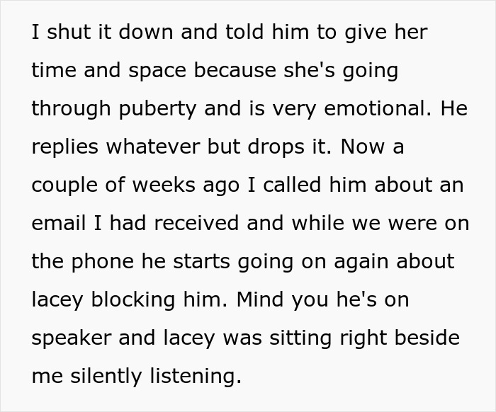 Text excerpt depicting a man avoiding communication labeled as a deadbeat dad amid family tensions and legal issues. Text excerpt depicting a man avoiding communication labeled as a deadbeat dad amid family tensions and legal issues.