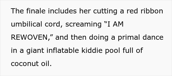 Woman c*****g a red ribbon umbilical cord and dancing in an inflatable kiddie pool during a re-birth party celebration. Woman c*****g a red ribbon umbilical cord and dancing in an inflatable kiddie pool during a re-birth party celebration.