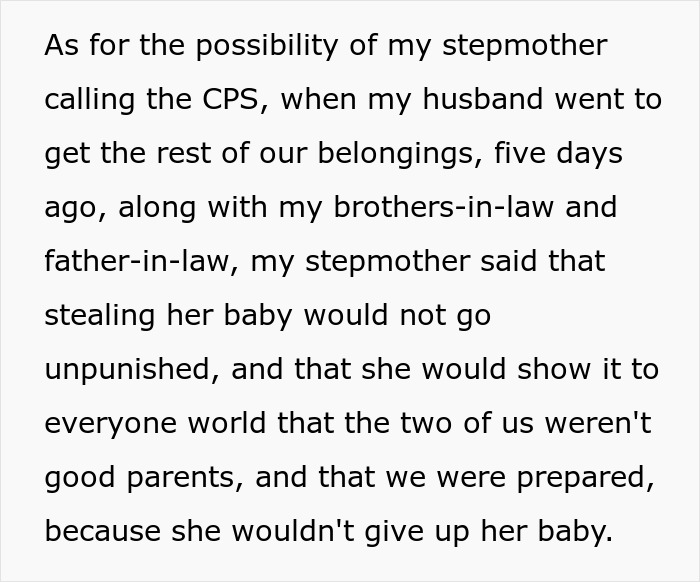 Text excerpt discussing a woman believing her stepdaughter's baby is hers, showing disturbed mental health concerns. Text excerpt discussing a woman believing her stepdaughter's baby is hers, showing disturbed mental health concerns.