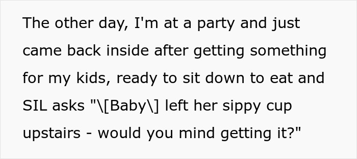 SIL lounging on the couch while BIL runs after her kid, showing tension as he’s ready to end the arrangement. SIL lounging on the couch while BIL runs after her kid, showing tension as he’s ready to end the arrangement.