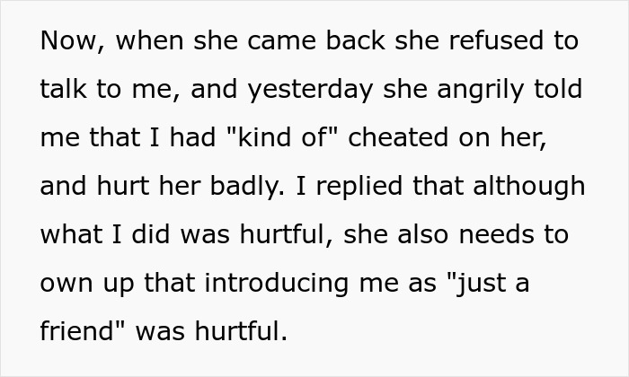 Text excerpt discussing a man demoted to friend by girlfriend and his response to the situation in a personal story. Text excerpt discussing a man demoted to friend by girlfriend and his response to the situation in a personal story.