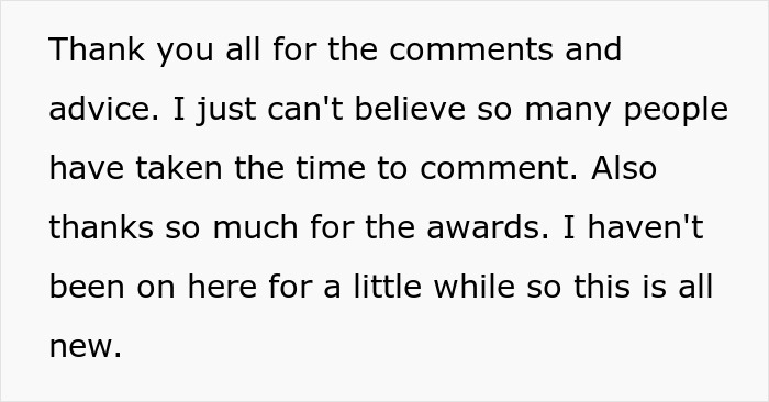 Text message expressing gratitude for comments, advice, and awards after a period of absence from the platform. Text message expressing gratitude for comments, advice, and awards after a period of absence from the platform.