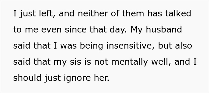 Text excerpt showing a woman’s conflict with family over sensitivity and adoption after struggling to conceive. Text excerpt showing a woman’s conflict with family over sensitivity and adoption after struggling to conceive.