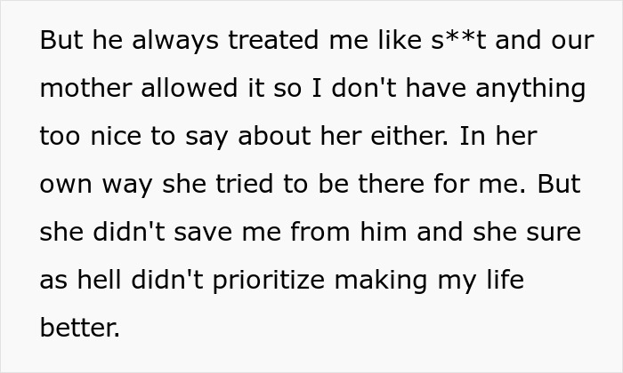 Text discussing a man refusing to donate an organ to his father who made his childhood difficult and painful. Text discussing a man refusing to donate an organ to his father who made his childhood difficult and painful.