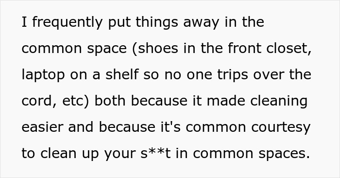 Text about college students cleaning common spaces after their only female roommate starts being petty. Text about college students cleaning common spaces after their only female roommate starts being petty.