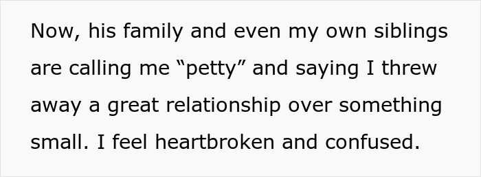 Text excerpt showing bride feeling heartbroken and confused after protests to change caterer amid groom’s ex issues. Text excerpt showing bride feeling heartbroken and confused after protests to change caterer amid groom’s ex issues.