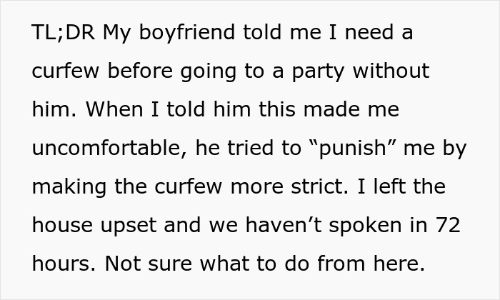 Text excerpt showing a woman rethinking her relationship after a red-flag argument with her boyfriend. Text excerpt showing a woman rethinking her relationship after a red-flag argument with her boyfriend.