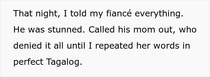 Fiancé shocked family after she replied in perfect Tagalog, exposing their trash talk and assumptions. Fiancé shocked family after she replied in perfect Tagalog, exposing their trash talk and assumptions.