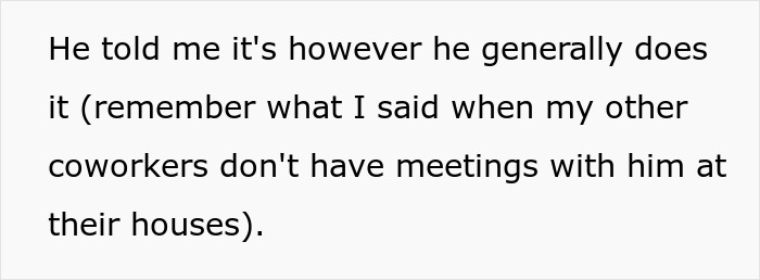 Text showing discomfort of a single mom after her boss repeatedly visits her home, highlighting her speaking up about it. Text showing discomfort of a single mom after her boss repeatedly visits her home, highlighting her speaking up about it.
