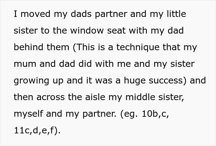 Woman sneakily swaps seats on family trip to avoid babysitting little sister, using a clever seating technique from childhood. Woman sneakily swaps seats on family trip to avoid babysitting little sister, using a clever seating technique from childhood.