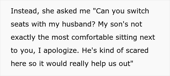 Text excerpt about a cancer survivor being asked to change plane seats for an entitled lady’s scared child. Text excerpt about a cancer survivor being asked to change plane seats for an entitled lady’s scared child.