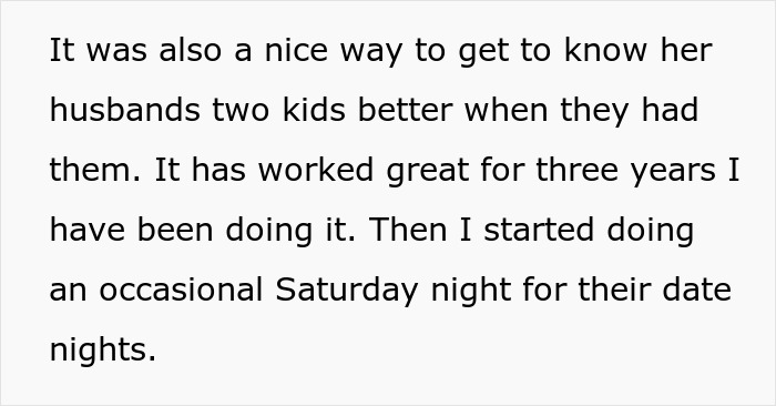 Text excerpt about woman babysitting husband's kids, then quitting after brother-in-law brings unknown kids expecting free care. Text excerpt about woman babysitting husband's kids, then quitting after brother-in-law brings unknown kids expecting free care.