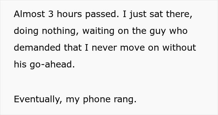 Text showing frustration after boss told guy to message after every client but then ignored him for three hours waiting.