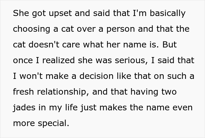Text about woman furious her partner won't rename cat, highlighting conflict and traumatic childhood issues in relationship. Text about woman furious her partner won't rename cat, highlighting conflict and traumatic childhood issues in relationship.