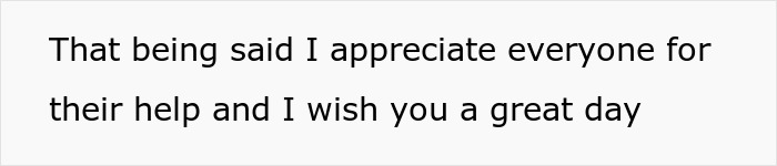 Text on a white background stating appreciation for help and wishing a great day, related to lady ditches bestie and wannabe influencer. Text on a white background stating appreciation for help and wishing a great day, related to lady ditches bestie and wannabe influencer.