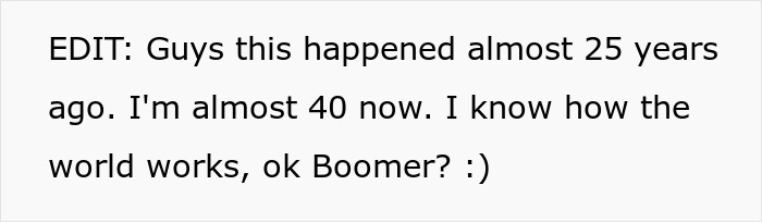 Text on a white background stating a 25-year-old story about a mom’s babysitting plan backfiring with a teen and sugar rush. Text on a white background stating a 25-year-old story about a mom’s babysitting plan backfiring with a teen and sugar rush.