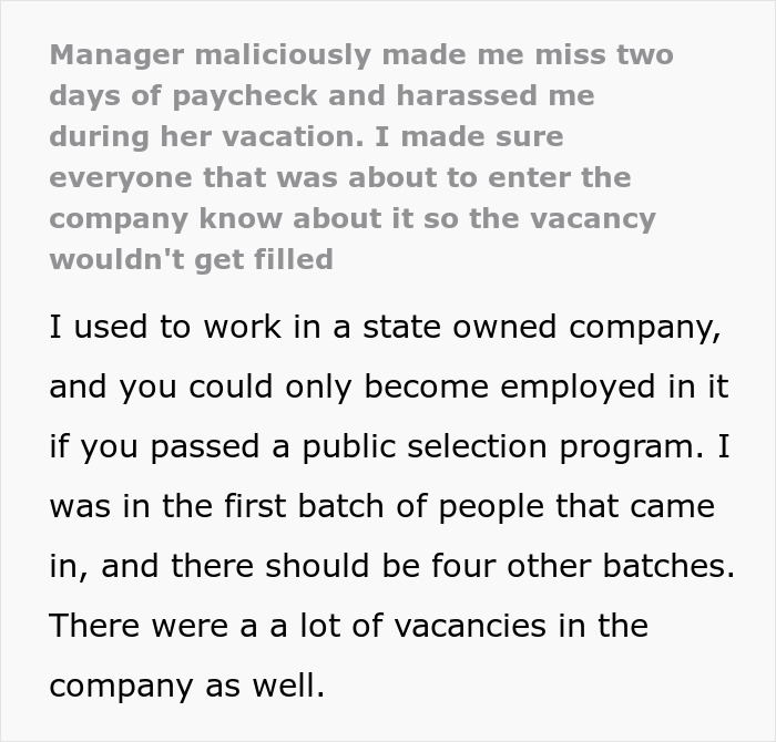 Worker describes boss stealing two days of pay and blowing the whistle to warn new employees about the situation. Worker describes boss stealing two days of pay and blowing the whistle to warn new employees about the situation.