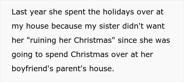 Text excerpt about babysitting sister’s kids over holidays leading to frustration after unpaid work and lack of respect.