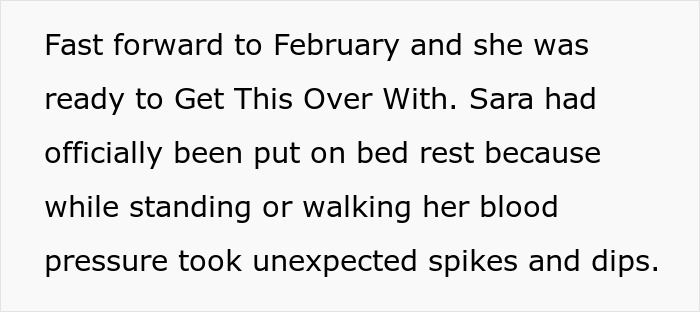 Text excerpt about lady ready to get over with bed rest due to blood pressure spikes relating to sister's bad ex revenge story. Text excerpt about lady ready to get over with bed rest due to blood pressure spikes relating to sister's bad ex revenge story.