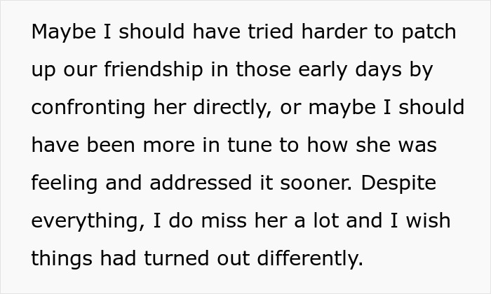 Text about reflecting on missed chances to save a friendship and dealing with best friend sabotage in a relationship with a boyfriend.