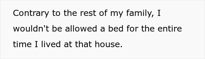Text on a white background reading a personal story about refusing to have anything to do with an unhinged stepfather. Text on a white background reading a personal story about refusing to have anything to do with an unhinged stepfather.