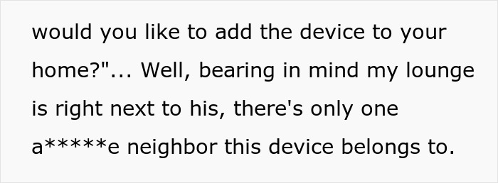 Text excerpt about a man using a smart air con device to get revenge on his late-night neighbor. Text excerpt about a man using a smart air con device to get revenge on his late-night neighbor.