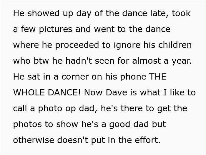 Man labeled a deadbeat dad ignoring children at dance, facing legal consequences for refusing to grant wife a small favor. Man labeled a deadbeat dad ignoring children at dance, facing legal consequences for refusing to grant wife a small favor.