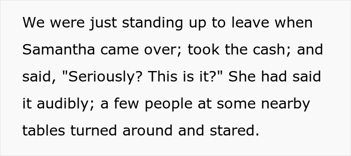Waitress loudly shaming a man after receiving a tip while others stare nearby in a busy restaurant setting. Waitress loudly shaming a man after receiving a tip while others stare nearby in a busy restaurant setting.