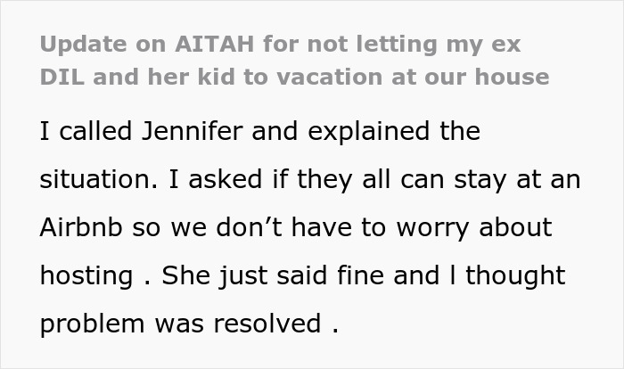 Entitled Woman And Her Kid Want To Vacation At Ex-In-Laws’ House, Get Denied And Spark Drama Entitled Woman And Her Kid Want To Vacation At Ex-In-Laws’ House, Get Denied And Spark Drama