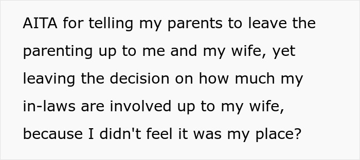 Text discussing a mom being overprotective while son allows his in-laws to help with baby but not her. Text discussing a mom being overprotective while son allows his in-laws to help with baby but not her.