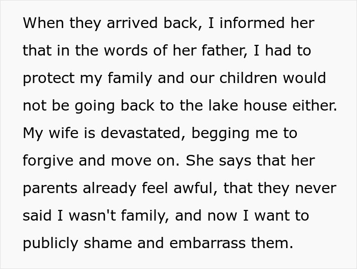 Text excerpt describing tension involving false accusation, wife, and father, focusing on family protection and emotional conflict.