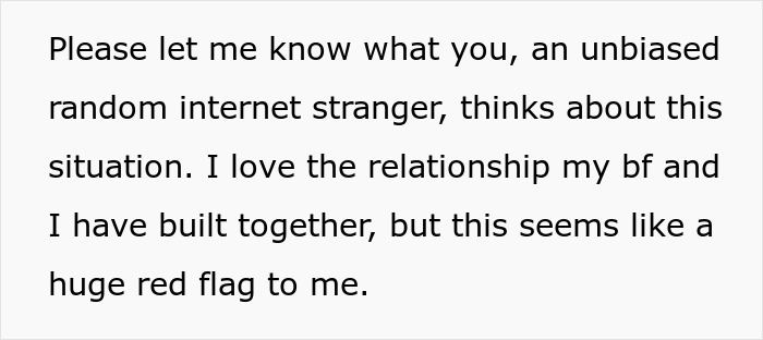 Text on screen showing a woman rethinking her relationship after noticing a red-flag argument with her boyfriend. Text on screen showing a woman rethinking her relationship after noticing a red-flag argument with her boyfriend.