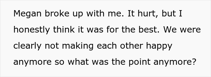 Text on white background about a guy asking his ex to move out after breakup, causing her to consider dropping out of school. Text on white background about a guy asking his ex to move out after breakup, causing her to consider dropping out of school.