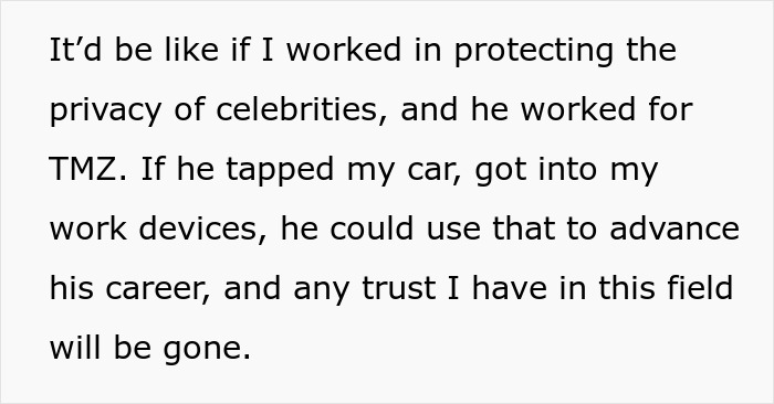Text excerpt about concerns when asking husband to turn down dream job for career trust and privacy reasons. Text excerpt about concerns when asking husband to turn down dream job for career trust and privacy reasons.