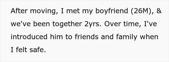 Text describing a gay man sharing about meeting his boyfriend and introducing him to friends and family after moving. Text describing a gay man sharing about meeting his boyfriend and introducing him to friends and family after moving.