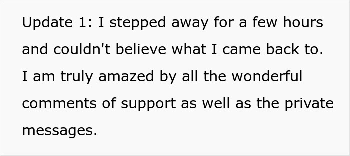 Text update expressing amazement at support and private messages after stepping away for a few hours. Text update expressing amazement at support and private messages after stepping away for a few hours.