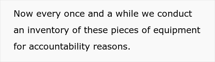 Text showing inventory checks for equipment accountability in a military setting tracking missing equipment for months Text showing inventory checks for equipment accountability in a military setting tracking missing equipment for months