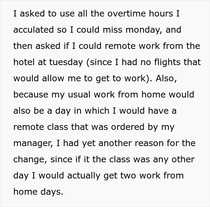 Text excerpt from an employee explaining remote work and overtime hours after a boss steals 2 days of pay. Text excerpt from an employee explaining remote work and overtime hours after a boss steals 2 days of pay.