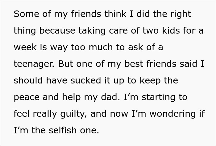 Teen refuses to babysit step-siblings for a week, sparking parents’ meltdown over full-time job demands. Teen refuses to babysit step-siblings for a week, sparking parents’ meltdown over full-time job demands.