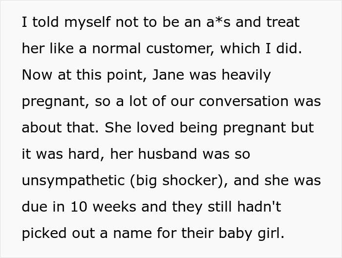 ALT text: Ex-girlfriend convinces baby’s wife to unknowingly name their child after her as revenge on sister’s bad ex. ALT text: Ex-girlfriend convinces baby’s wife to unknowingly name their child after her as revenge on sister’s bad ex.