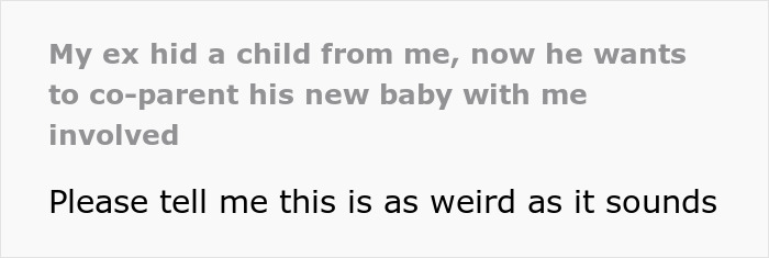 Woman meeting up with ex after years apart, surprised by request to co-parent his secret child. Woman meeting up with ex after years apart, surprised by request to co-parent his secret child.