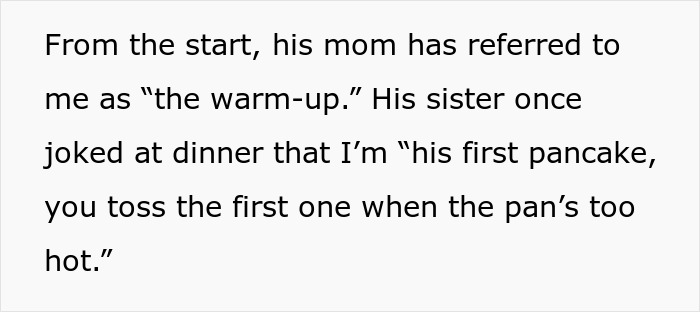 Text excerpt about fiancé’s family calling her trial wife and warm-up before wedding and apartment issues. Text excerpt about fiancé’s family calling her trial wife and warm-up before wedding and apartment issues.