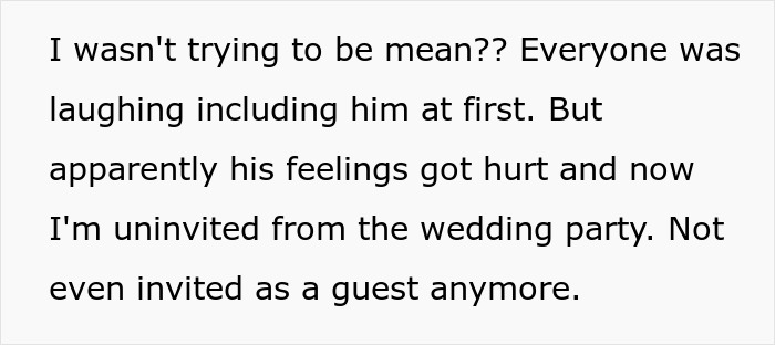 Text excerpt about bride banning brother-in-law from wedding after calling groom Ryan Reynolds and refusing to lend $2K.